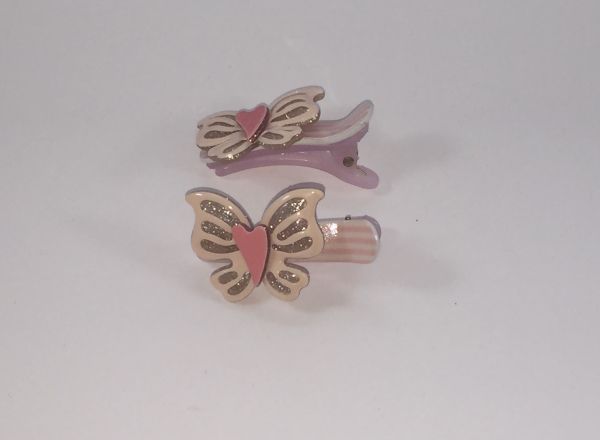 Patterned crocodile clip with butterfly