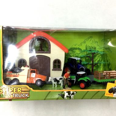 Farm trucks with house and animals