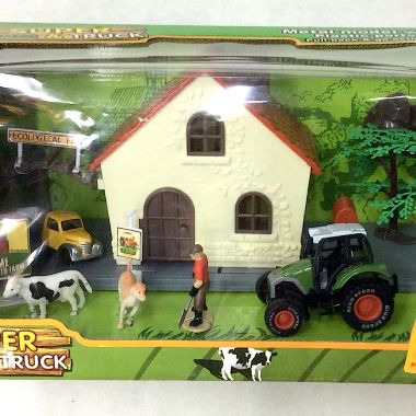 Farm truck with house and animals