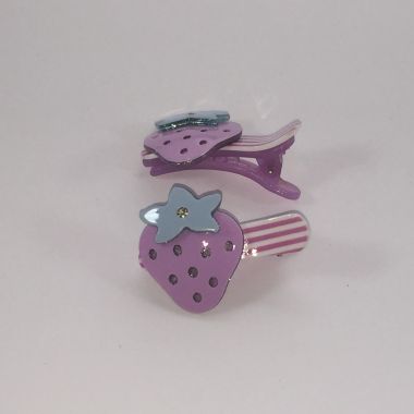 Patterned crocodile clips with strawberry