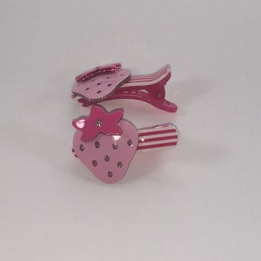 Patterned crocodile clips with strawberry
