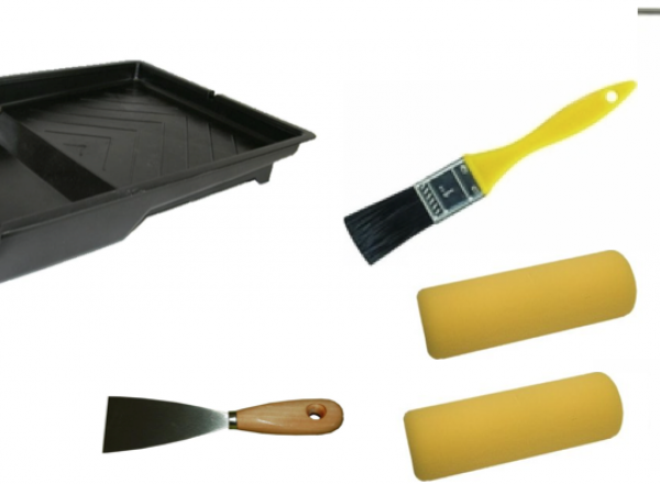 Painting roller kit 4" with brush and putty knife