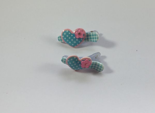 Patterned crocodile clips with patterned heart