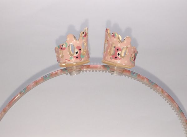 Patterned head band with 2pcs mini crown