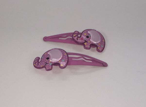 Patterned snap clip with elephant