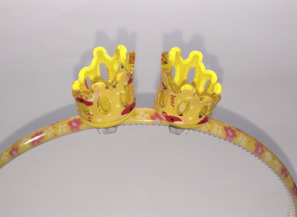 Patterned head band with 2pcs mini crown